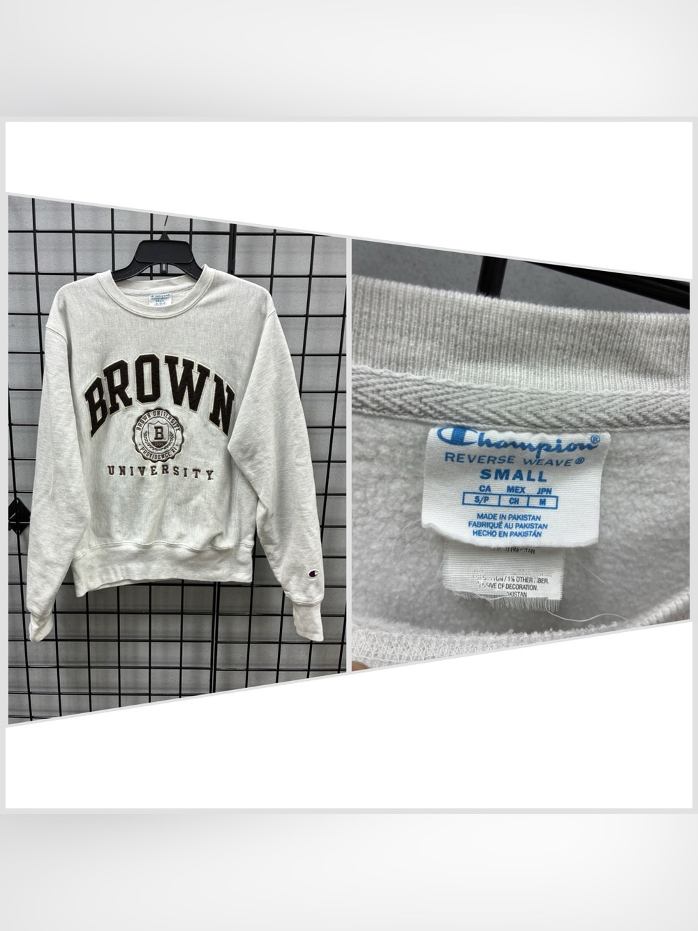 Vintage Champion Reverse Weave Stitched Brown University Crewneck Sz S Gray